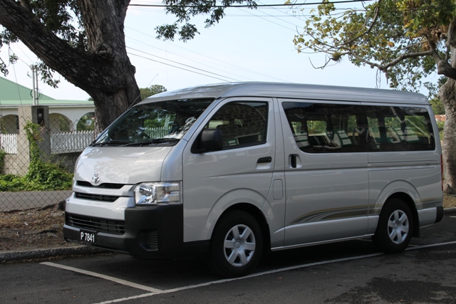 A new $135,000 Toyota Hiace 15-seater bus procured by the Nevis Island Administration for transporting special needs students, parents and teachers of the Cecele Browne Integrated School at Prospect